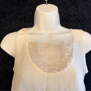 Vintage Cream Lace-Trimmed Tank Top